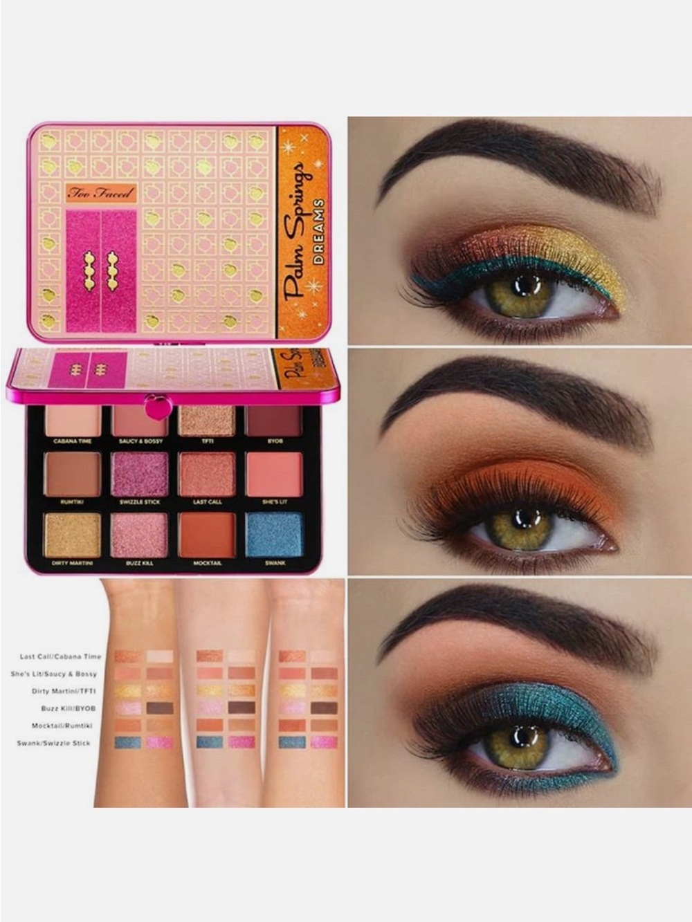 NWB Too Faced Palm Springs Dreams Eyeshadow Palette Limited Edition Pink Shimmer